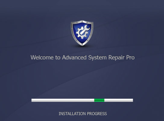 advanced system repair pro system optimizer welcome message installation progress  bar